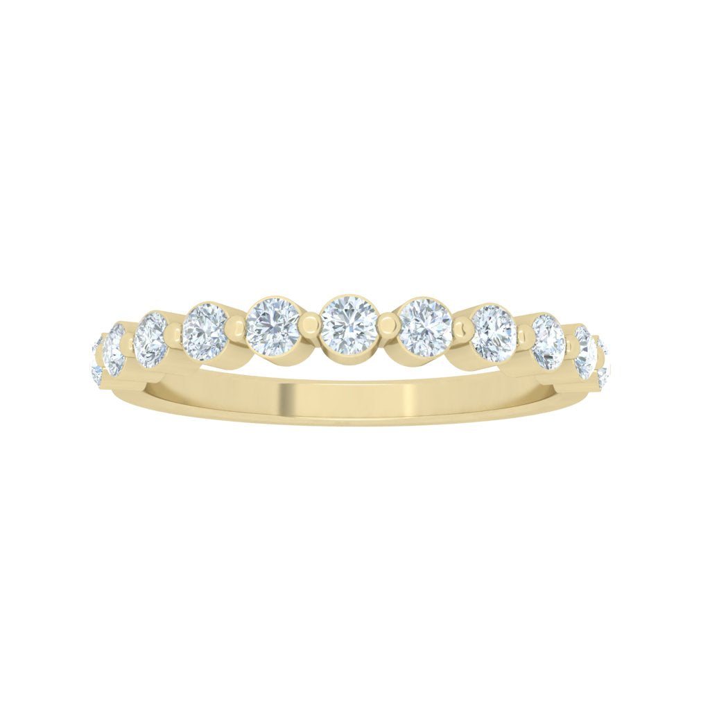 Spaced Round Prong Moissanite Wedding Band Yellow Gold