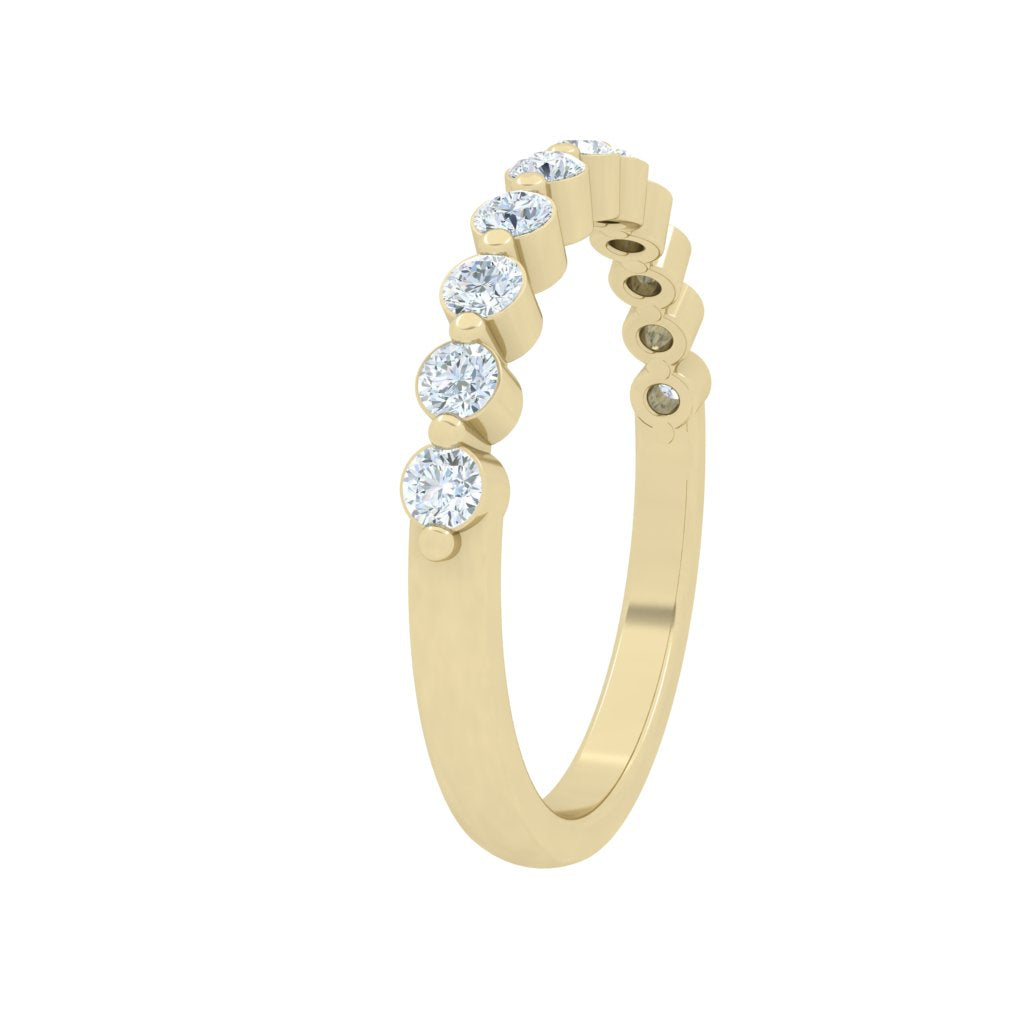 Spaced Round Prong Moissanite Wedding Band Yellow Gold