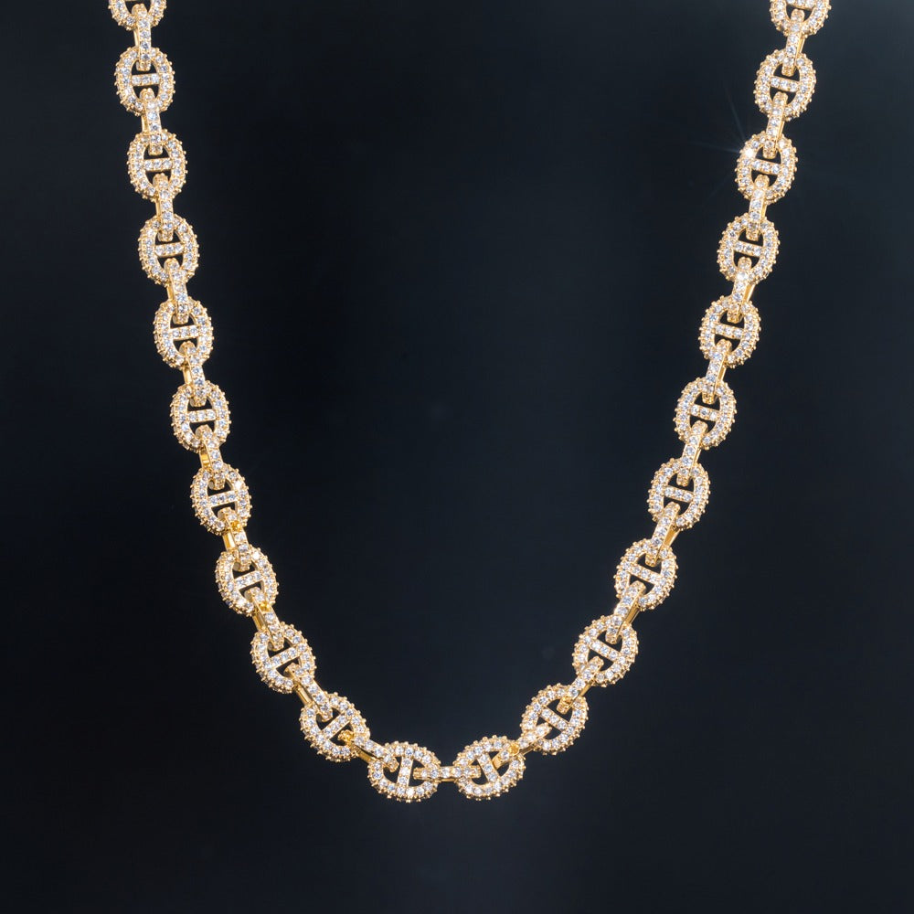 Sparkle 8mm Moissanite Paved G-Link Chain Yellow Gold