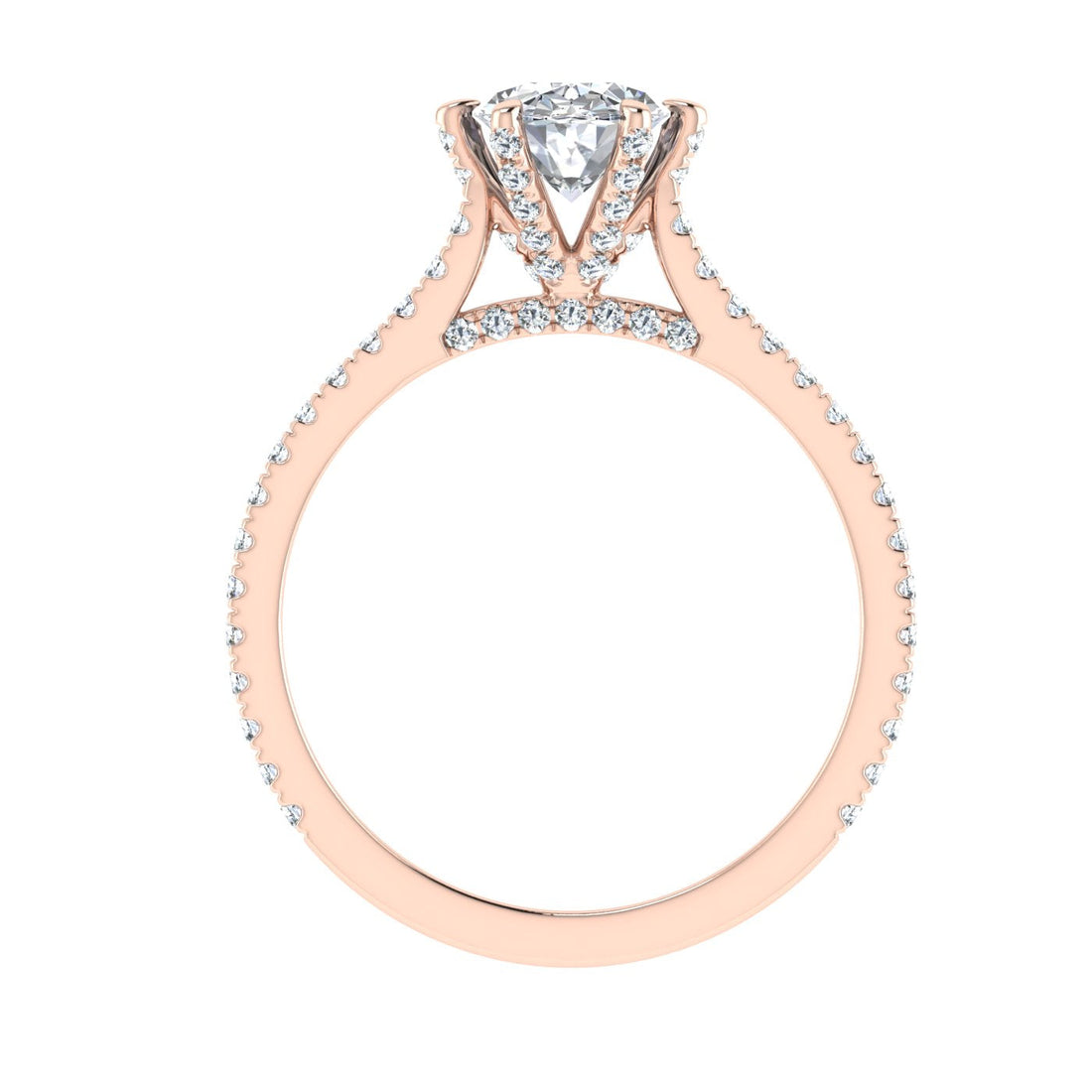 Sparkle Oval Cut Side Stones Moissanite Engagement Ring Rose Gold