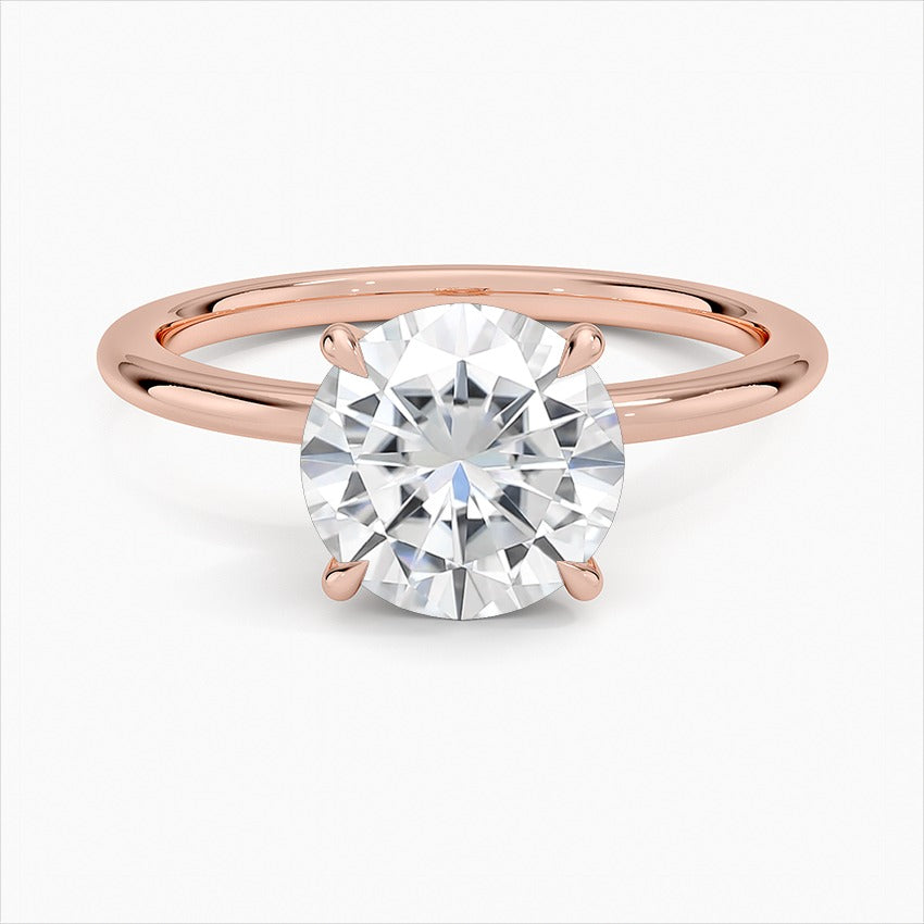 Sparkler Round 4-Prong Solitaire Moissanite Engagement Ring Rose Gold