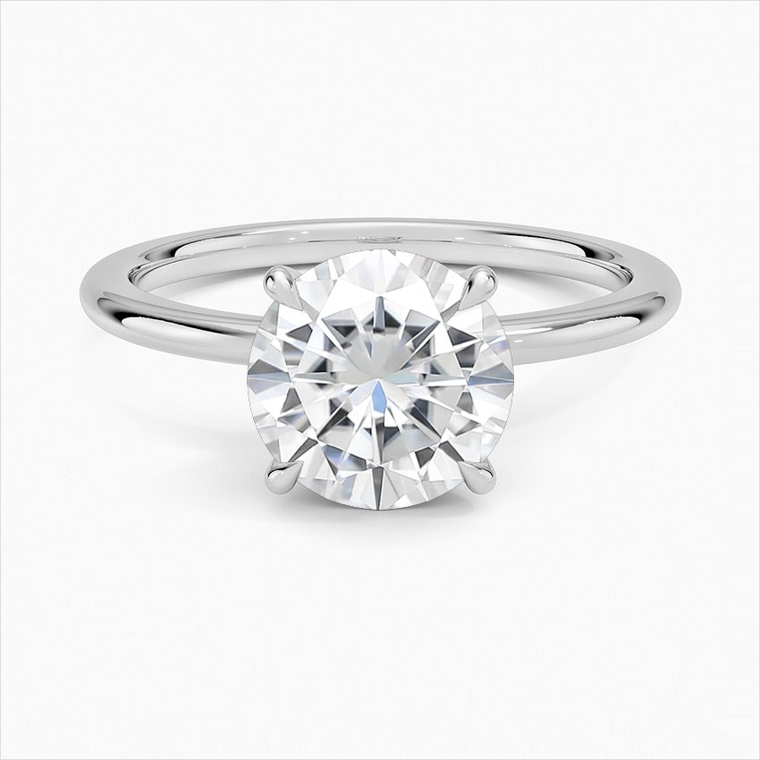 Sparkler Round 4-Prong Solitaire Moissanite Engagement Ring White Gold