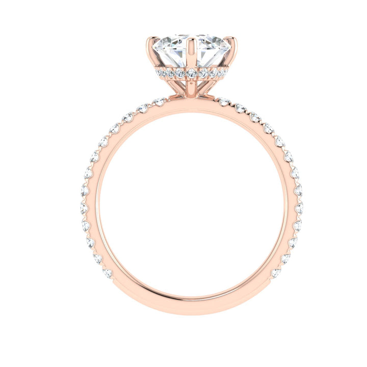 Starlight Oval Cut Compass Prong Moissanite Engagement Ring Rose Gold