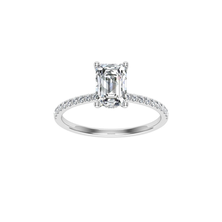 Sundance Emerald Hidden Halo Moissanite Engagement Ring White Gold