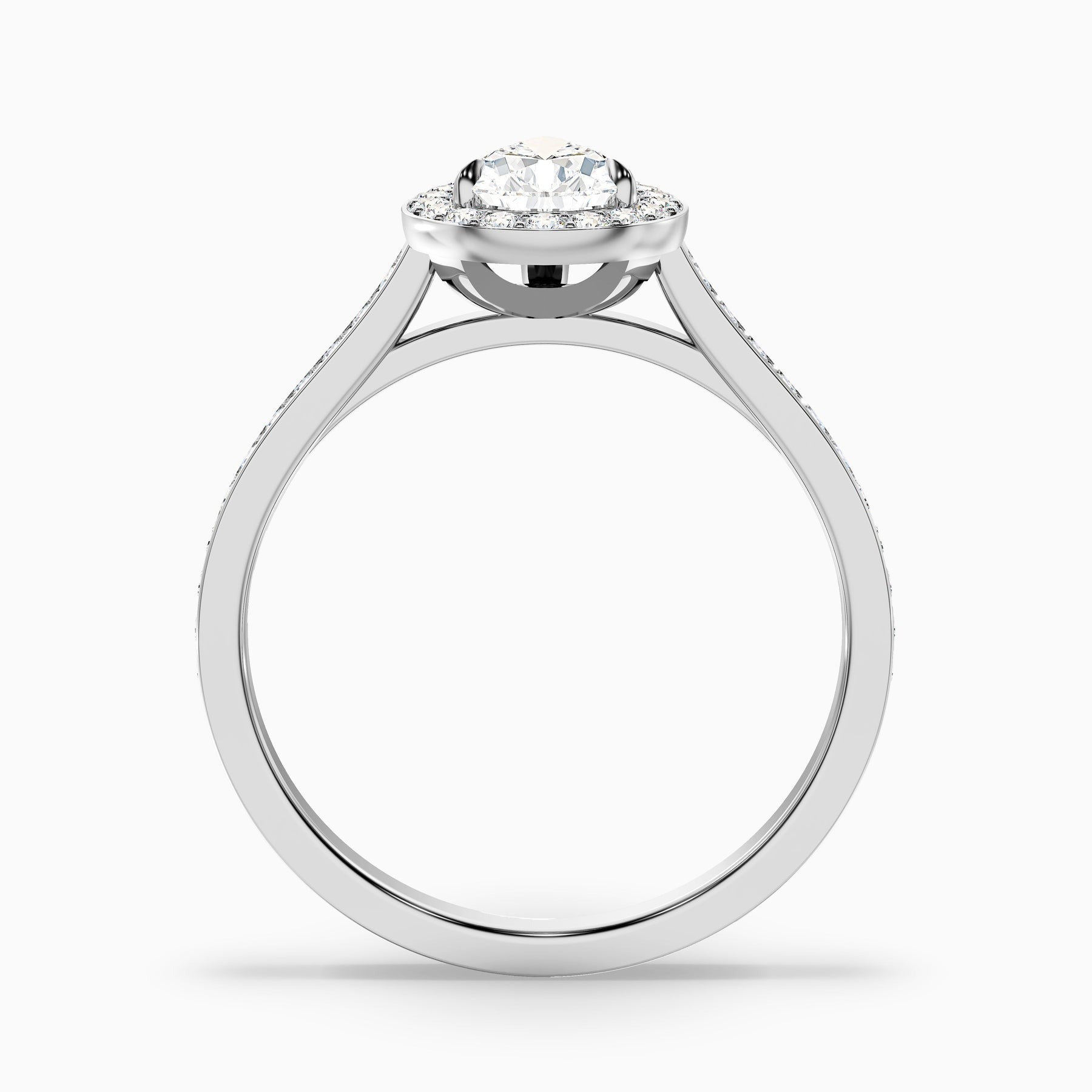 Sunlit 1 Carat Pear Halo Pave Lab Grown Engagement Ring in 10k White Gold