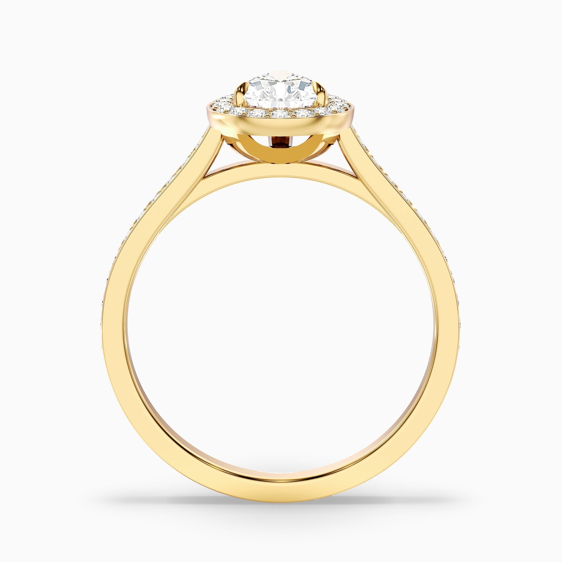 Sunlit 1 Carat Pear Halo Pave Lab Grown Engagement Ring in 10k Yellow Gold
