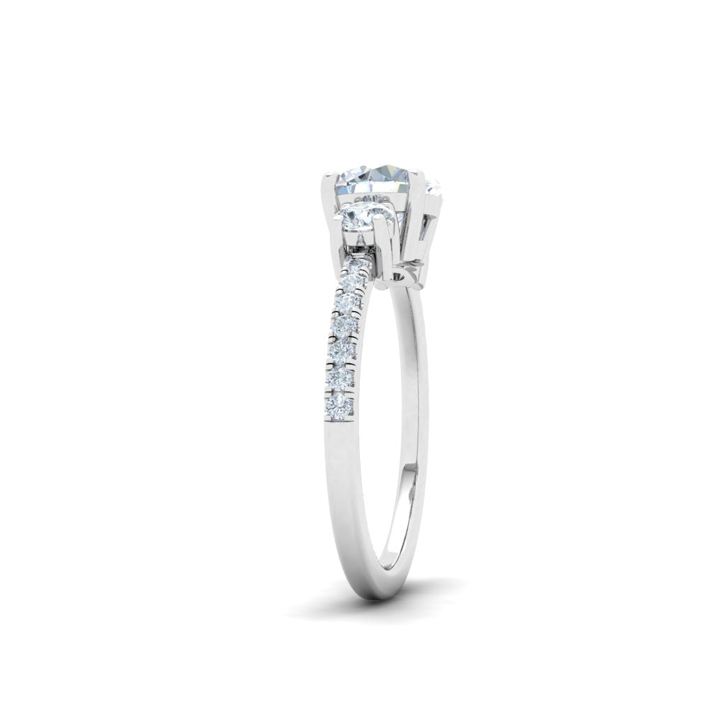 Symphony Round 3 Stone Moissanite Engagement Ring White Gold