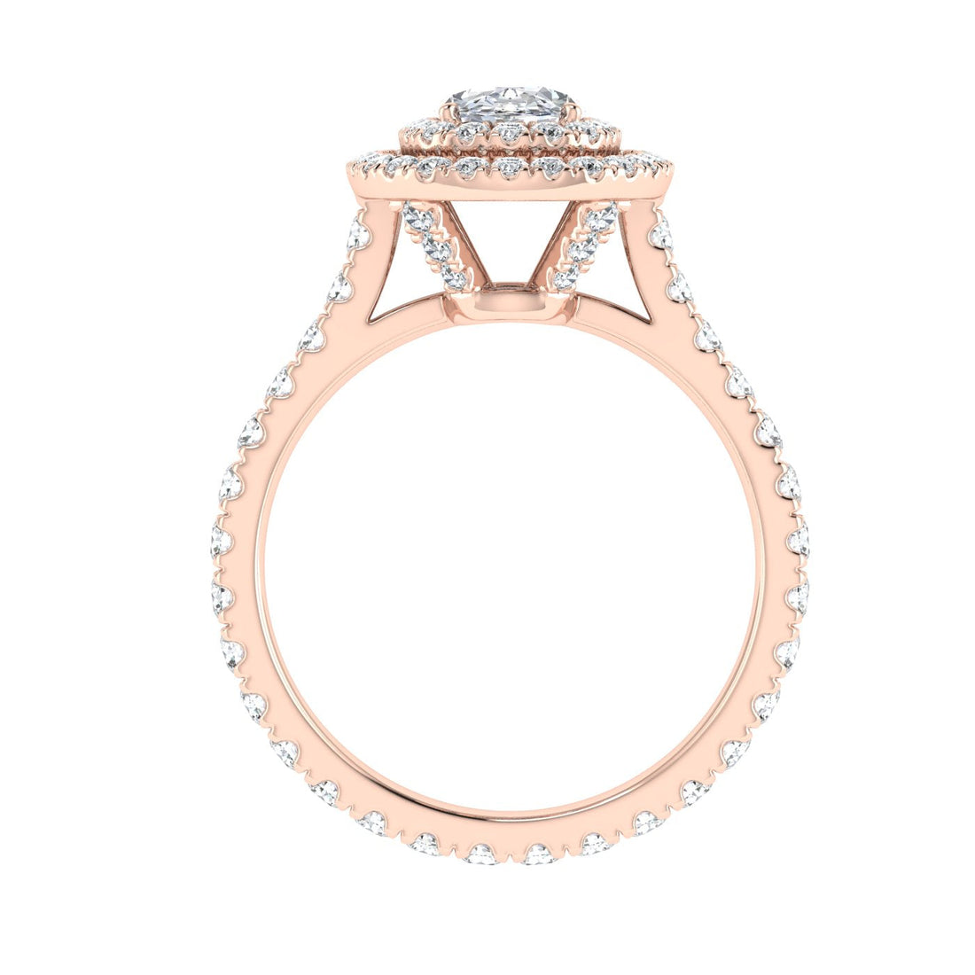 Tango Oval Cut Halo Moissanite Engagement Ring Rose Gold