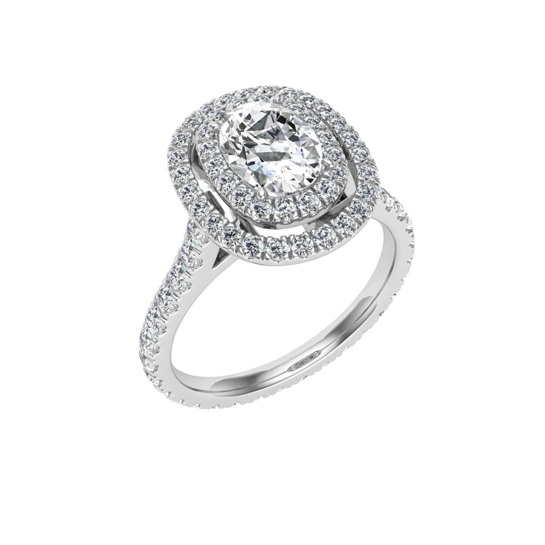 Tango Oval Cut Halo Moissanite Engagement Ring White Gold