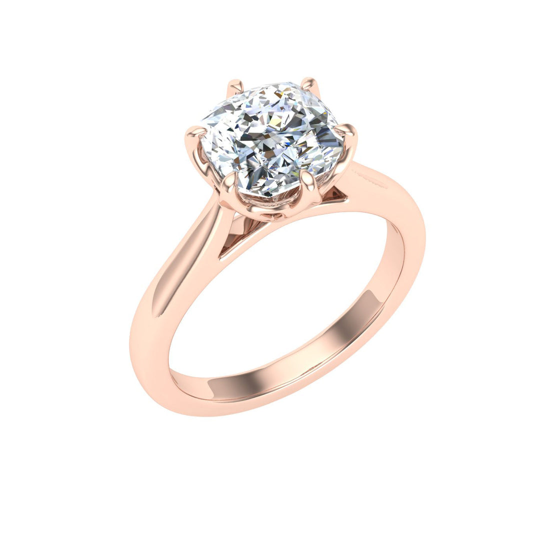 Tear Cushion Cut Solitaire Moissanite Engagement Ring Rose Gold