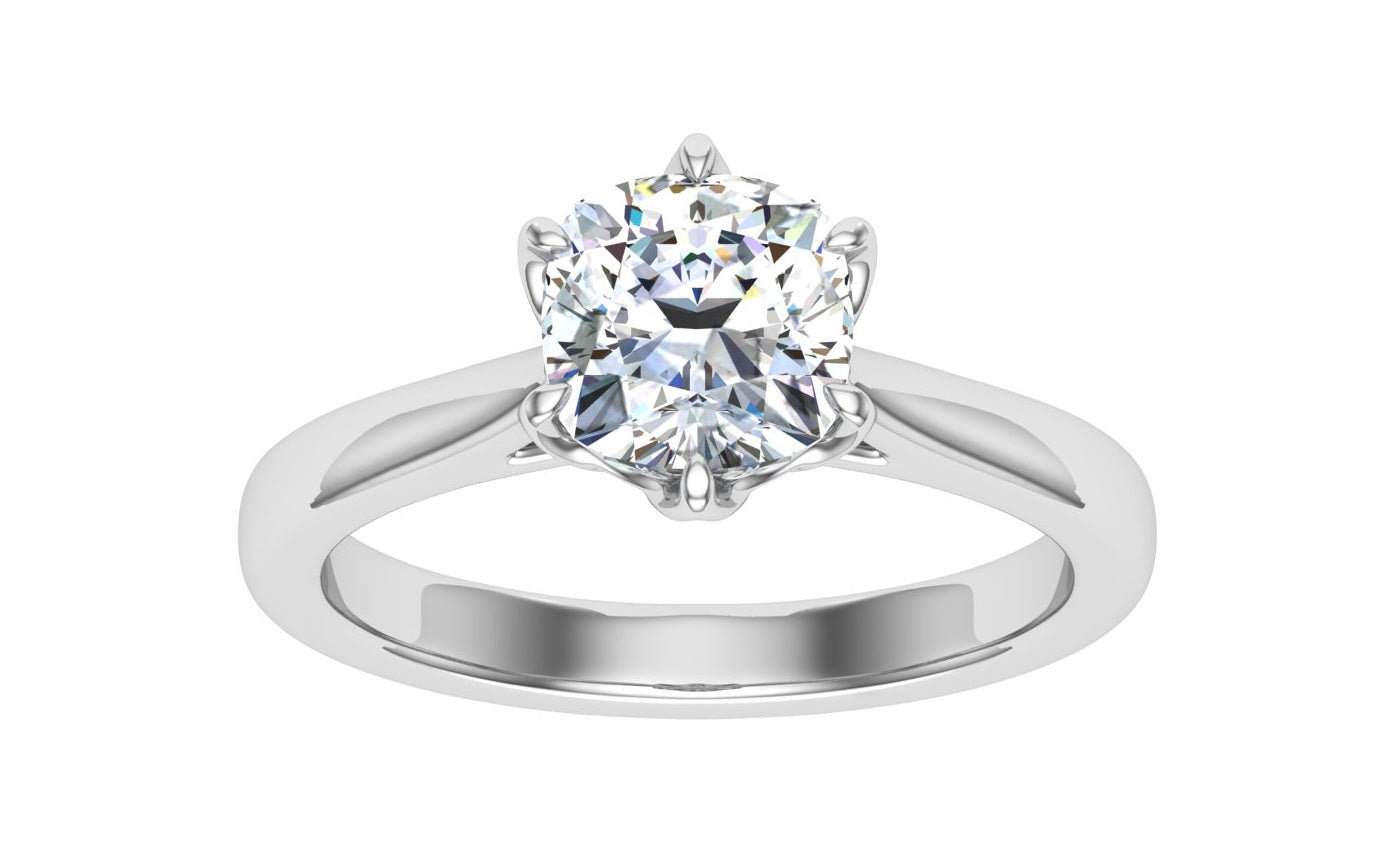Tear Cushion Cut Solitaire Moissanite Engagement Ring White Gold