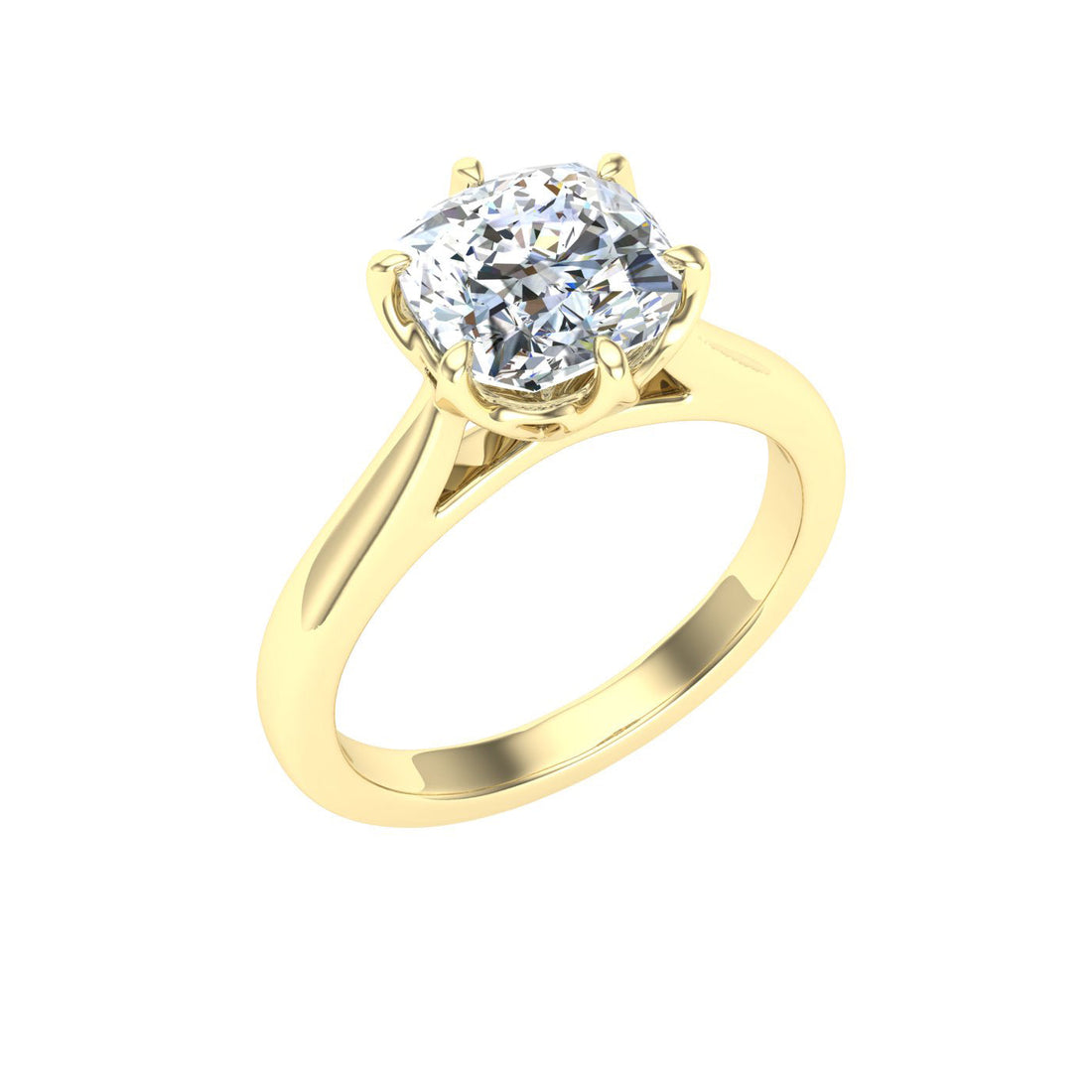 Tear Cushion Cut Solitaire Moissanite Engagement Ring Yellow Gold