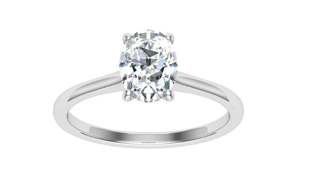 Tempest Oval Cut Solitaire Moissanite Engagement Ring White Gold