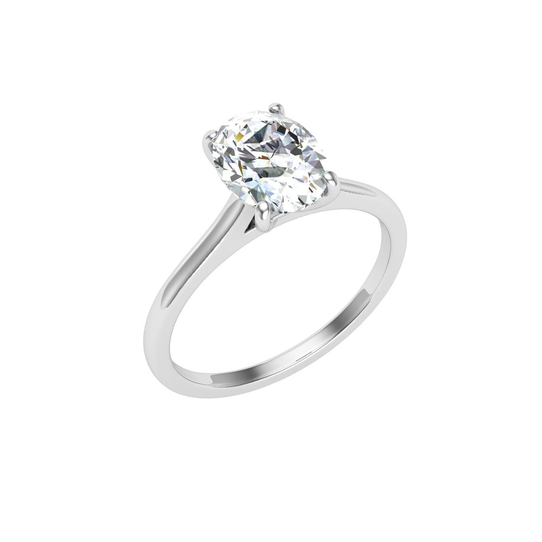 Tempest Oval Cut Solitaire Moissanite Engagement Ring White Gold