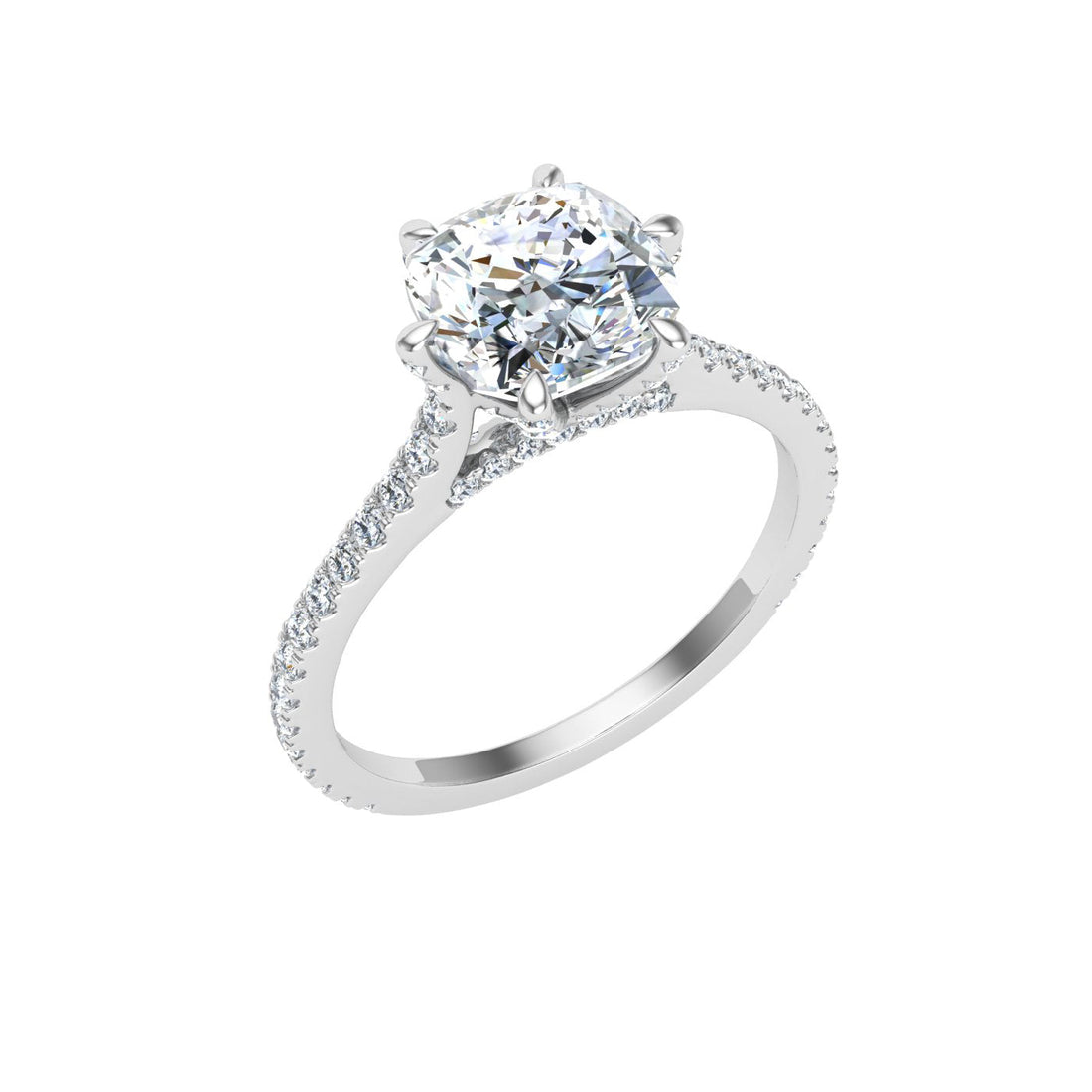 Temptation Cushion Cut Solitaire Moissanite Engagement Ring White Gold