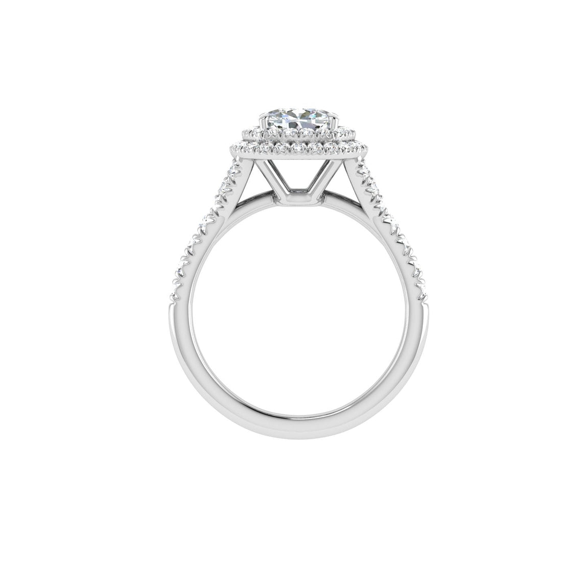 Tender Cushion Cut Double Halo Moissanite Engagement Ring White Gold