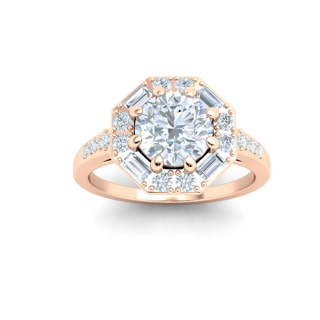 Tenderness Round Cut Vintage Moissanite Engagement Ring Rose Gold