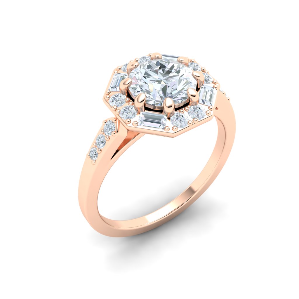 Tenderness Round Cut Vintage Moissanite Engagement Ring Rose Gold