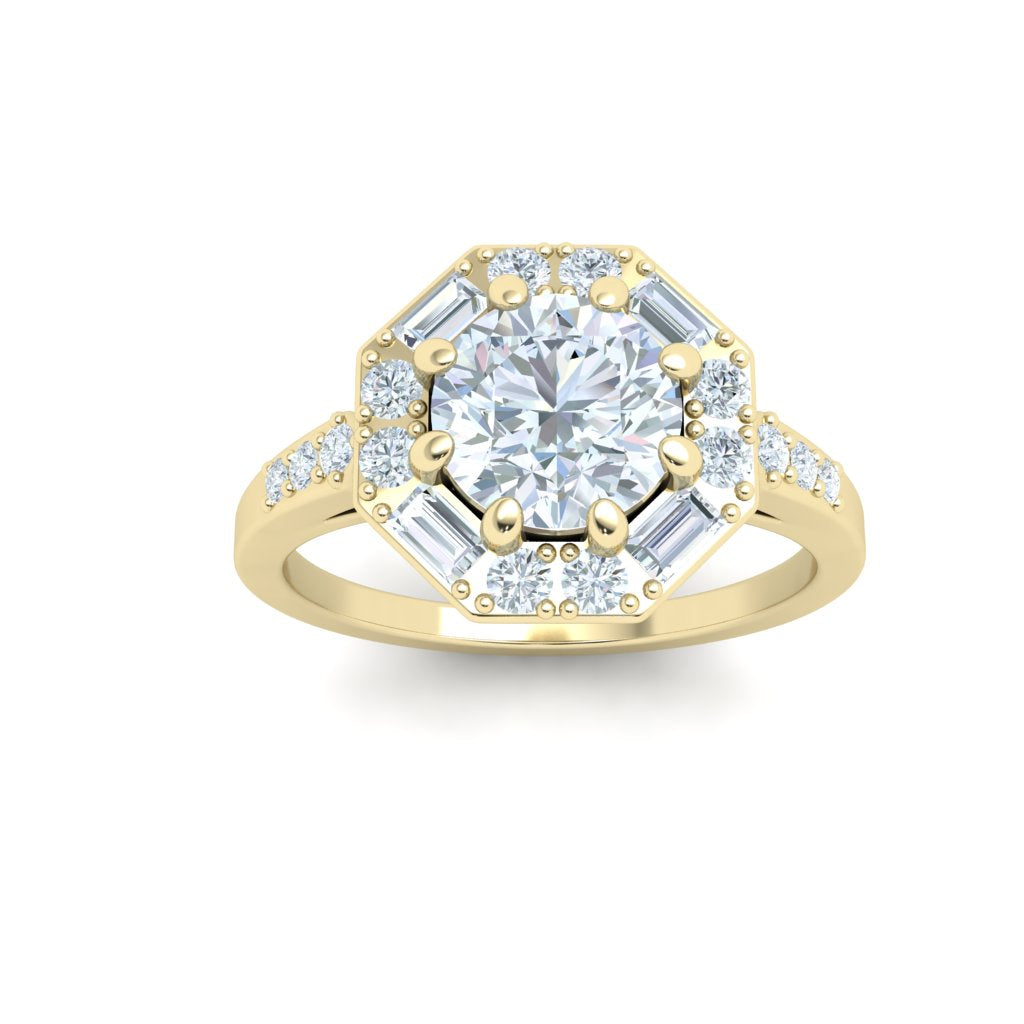 Tenderness Round Cut Vintage Moissanite Engagement Ring Yellow Gold