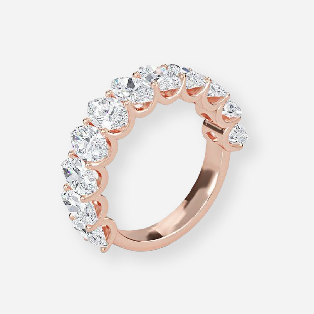 The Tiffany 11 Stone Marquise Moissanite Anniversary Band Rose Gold