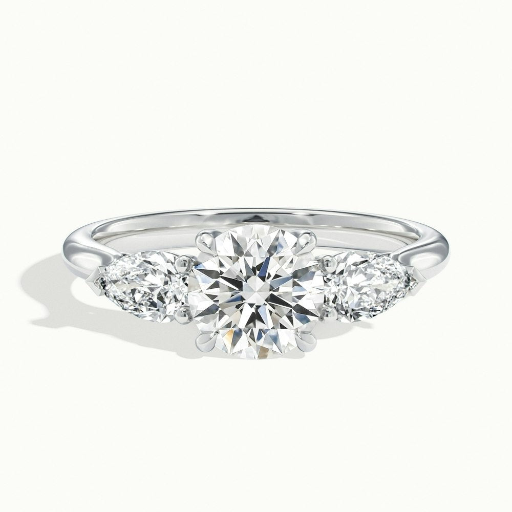 Thunder Round Lamear Moissanite Engagement Ring