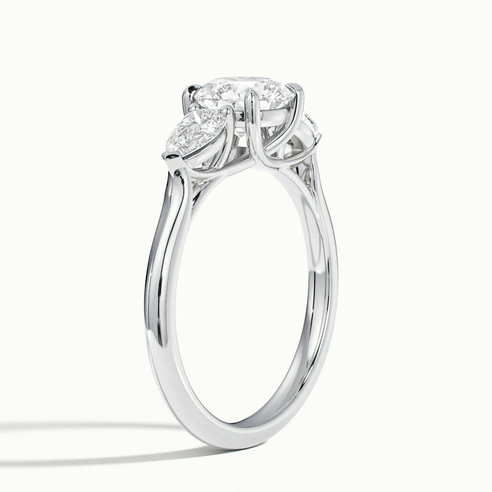 Thunder Round Lamear Moissanite Engagement Ring