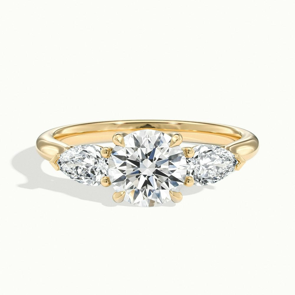 Thunder Round Lamear Moissanite Engagement Ring