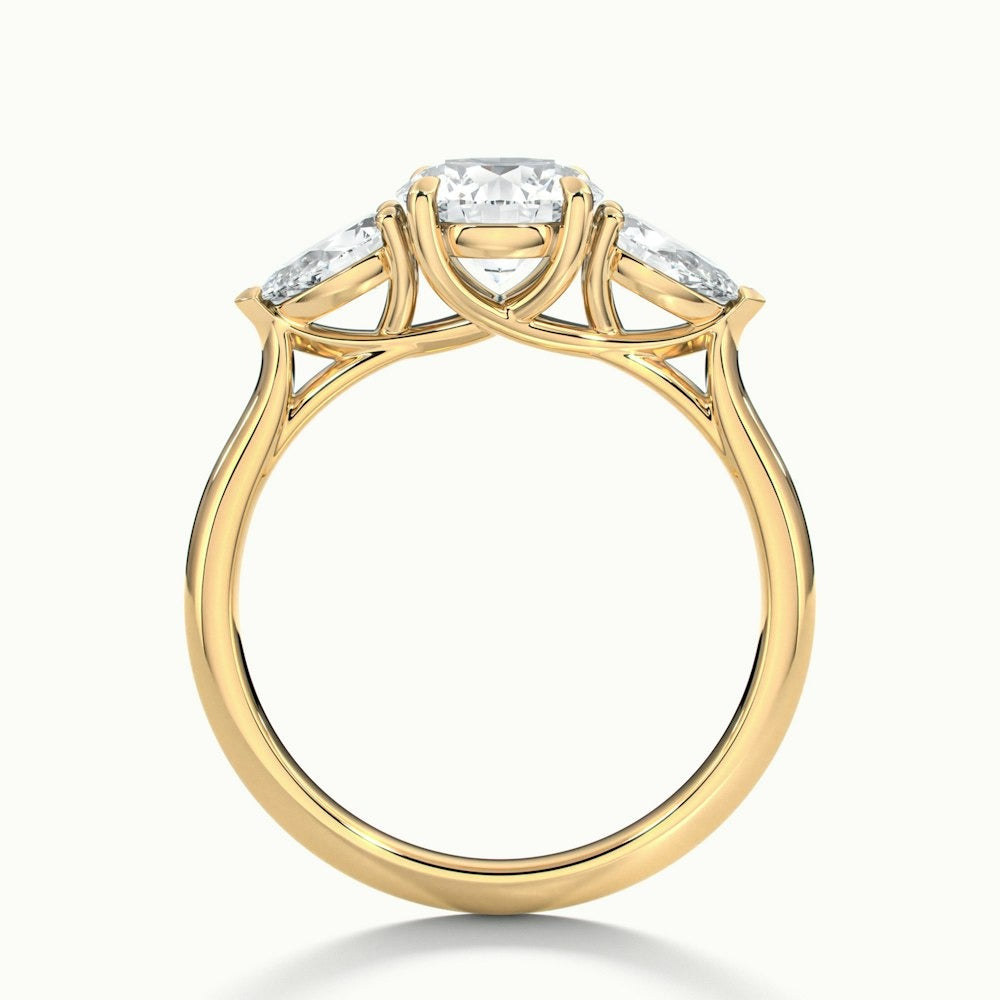 Thunder Round Lamear Moissanite Engagement Ring