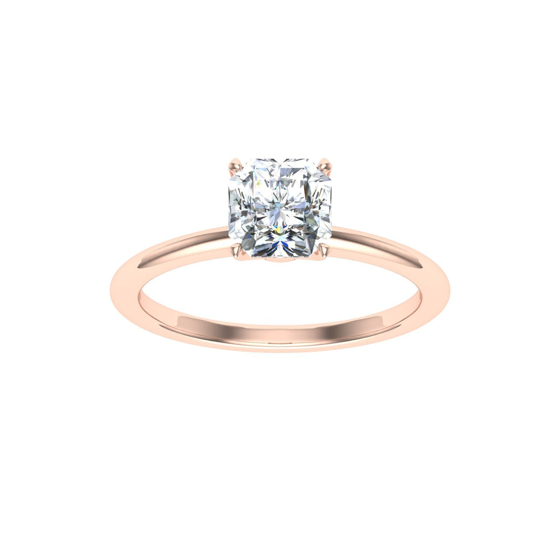 Tinsel Asscher Cut Solitaire Moissanite Engagement Ring Rose Gold