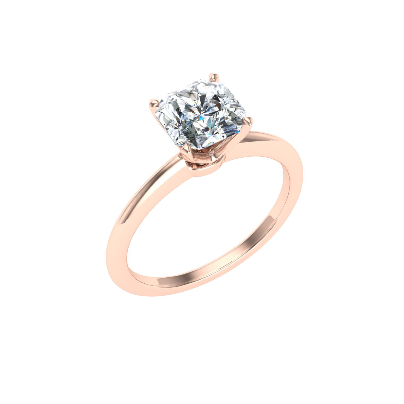 Tinsel Asscher Cut Solitaire Moissanite Engagement Ring Rose Gold