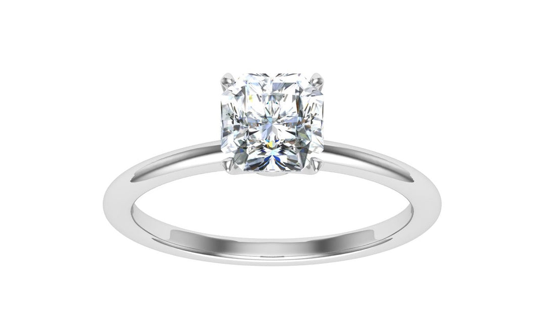 Tinsel Asscher Cut Solitaire Moissanite Engagement Ring White Gold