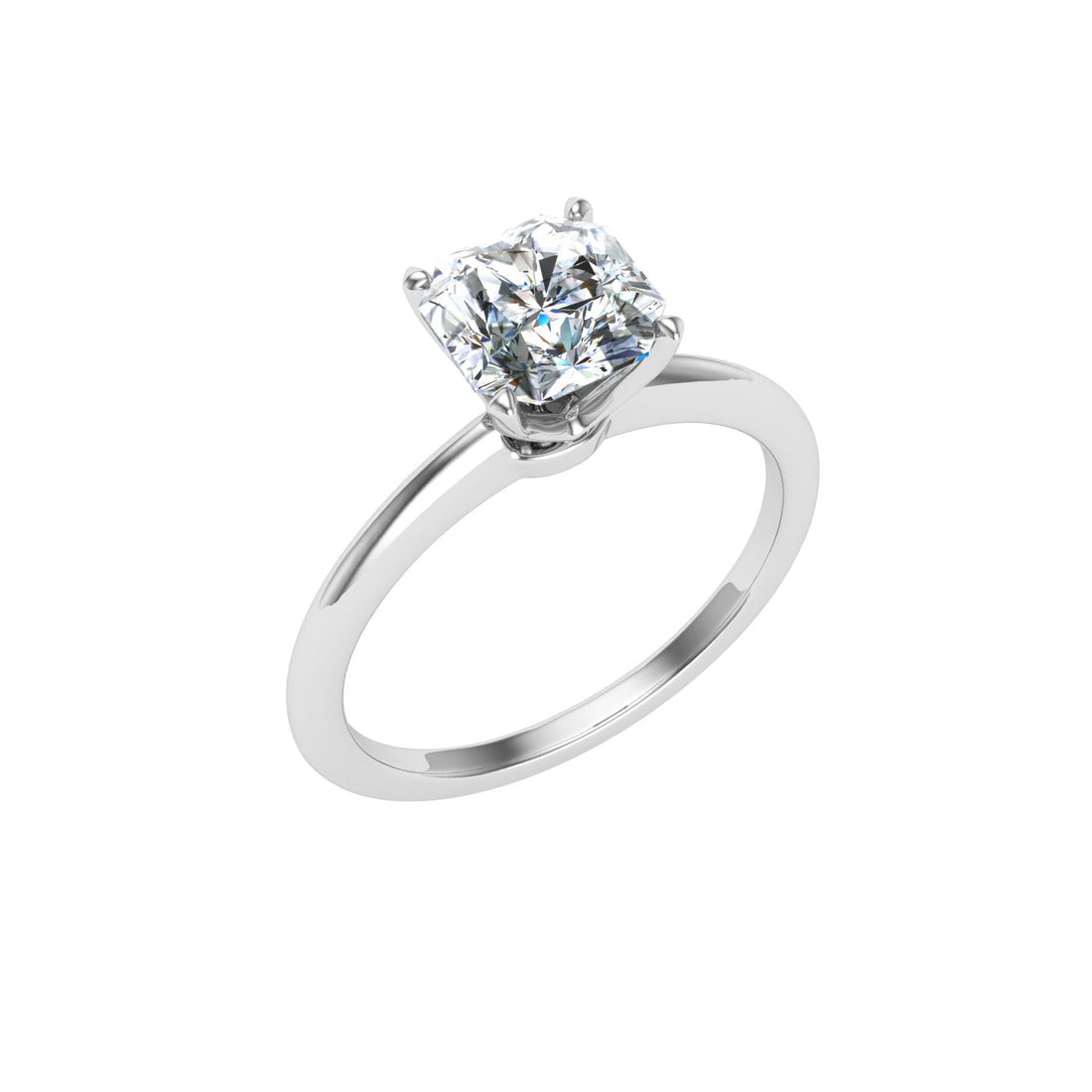 Tinsel Asscher Cut Solitaire Moissanite Engagement Ring White Gold