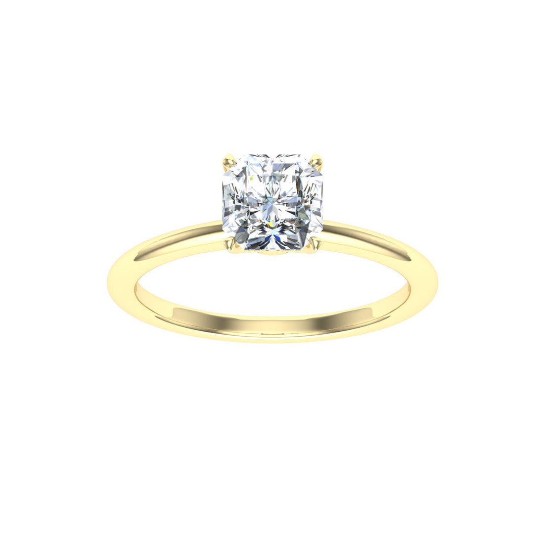 Tinsel Asscher Cut Solitaire Moissanite Engagement Ring Yellow Gold