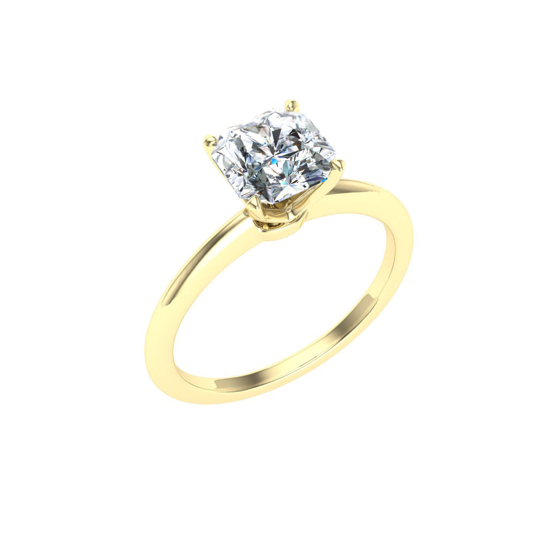 Tinsel Asscher Cut Solitaire Moissanite Engagement Ring Yellow Gold