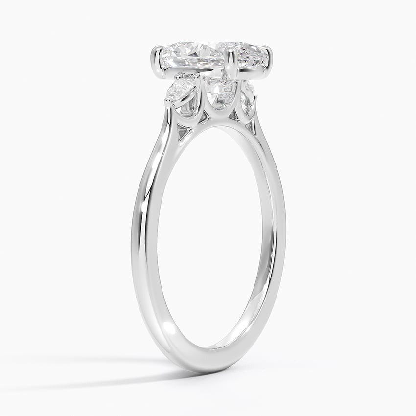 Token Oval 4-Prong Three Stone Moissanite Engagement Ring White Gold