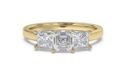 Traditional Asscher Lab Grown Diamond Trilogy Ring