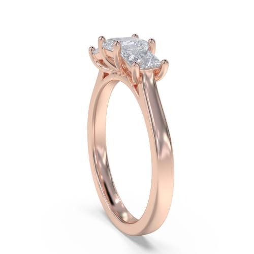 Traditional Asscher Lab Grown Diamond Trilogy Ring