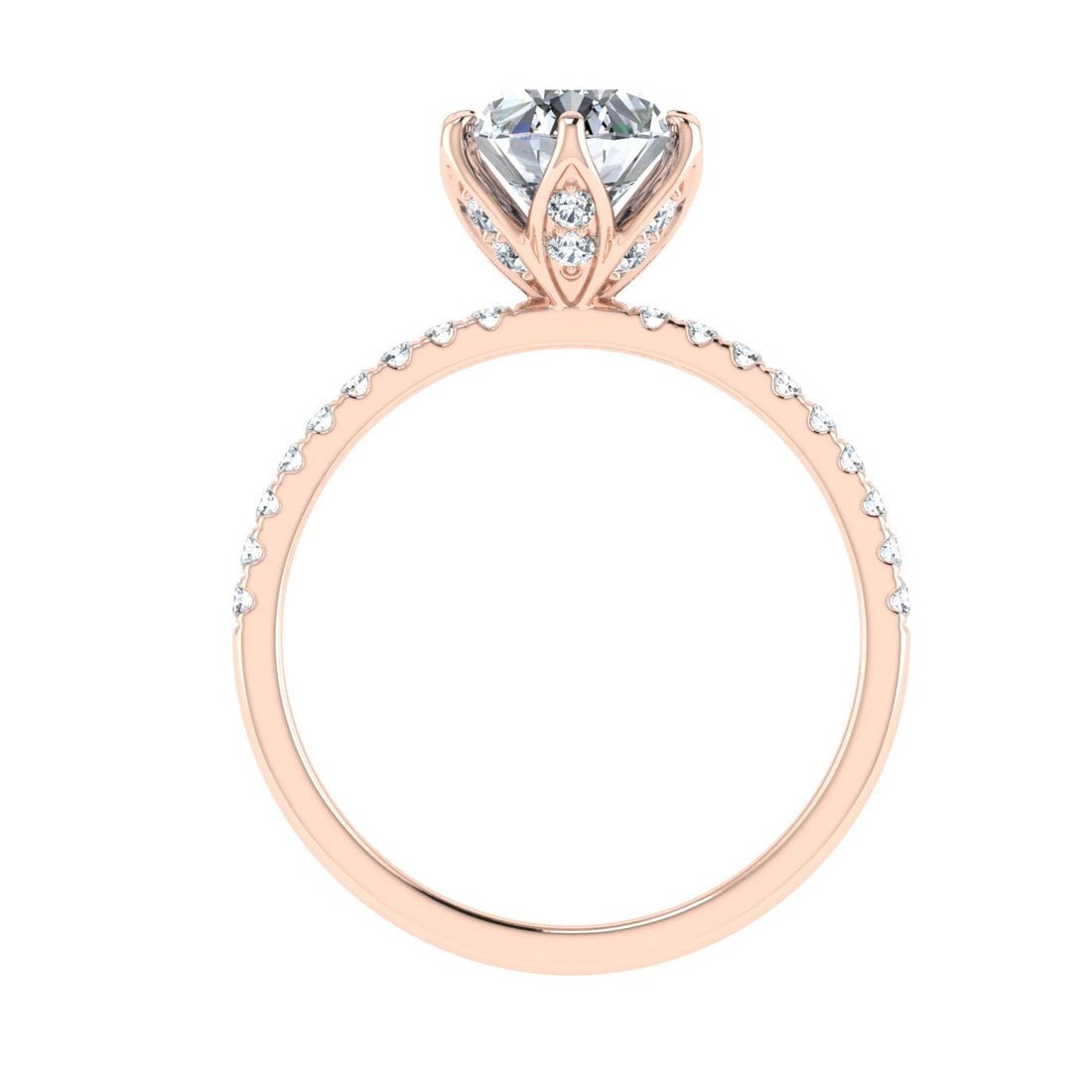 Tranquility Oval Cut Scalloped Moissanite Engagement Ring Rose Gold