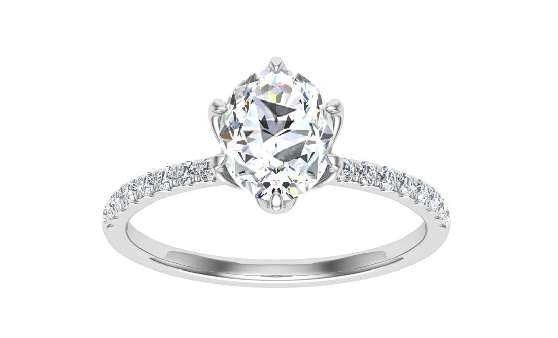 Tranquility Oval Cut Scalloped Moissanite Engagement Ring White Gold