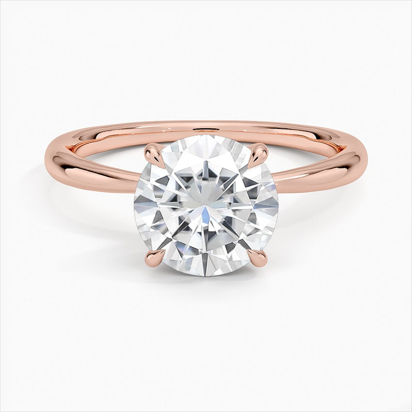 Tranquility Round Solitaire Moissanite Engagement Ring Rose Gold