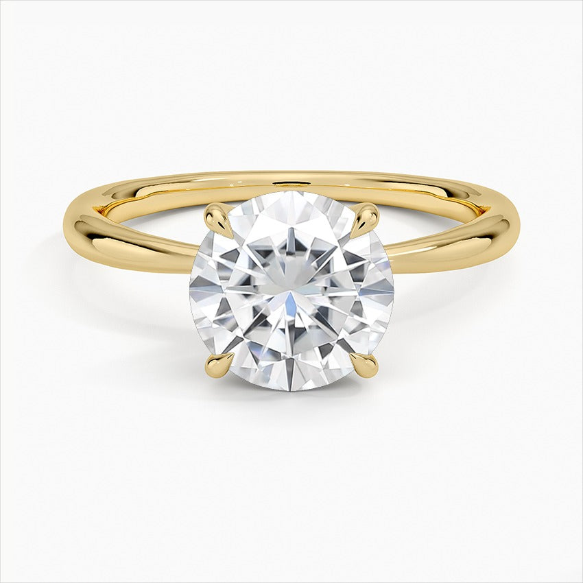 Tranquility Round Solitaire Moissanite Engagement Ring Yellow Gold