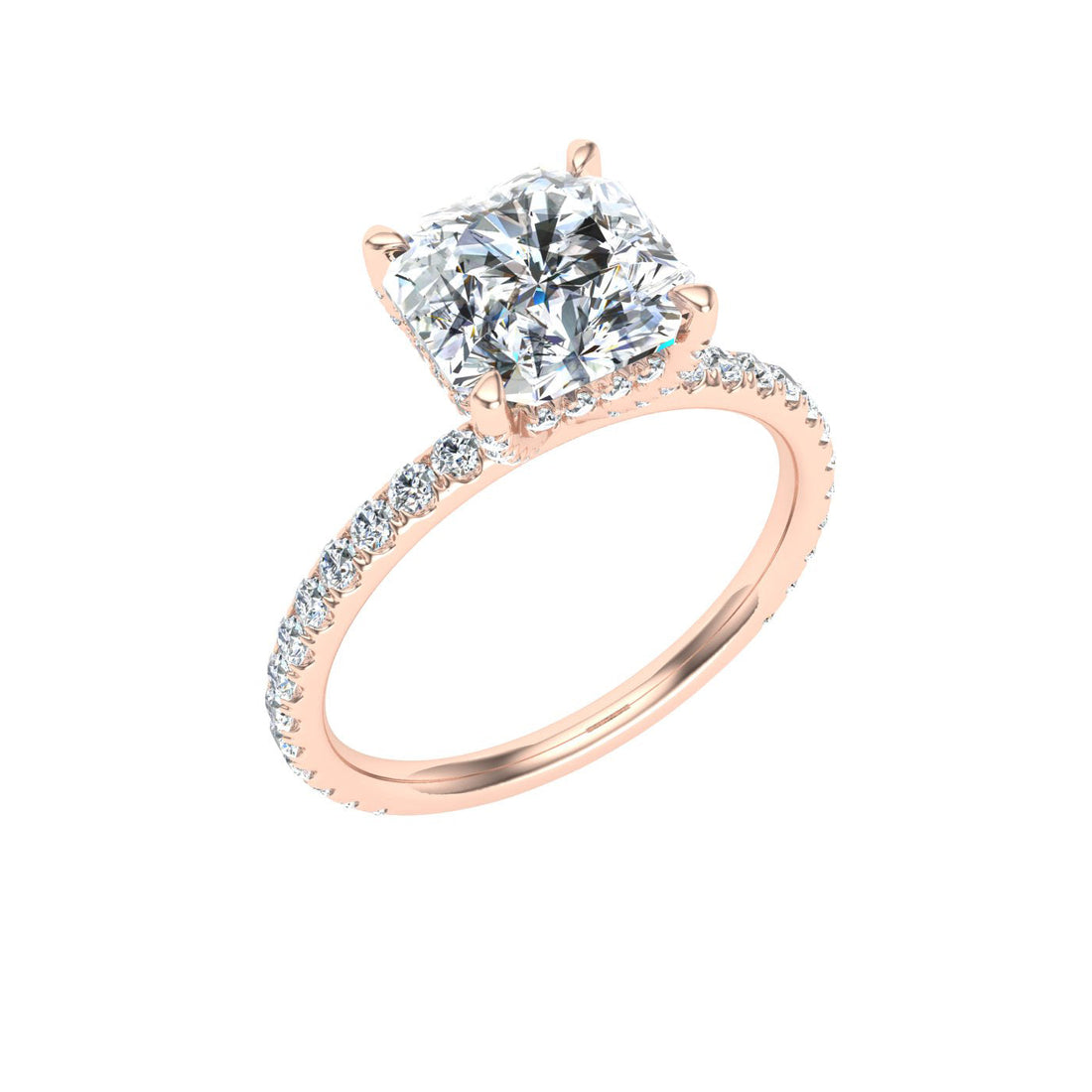 Treasures Asscher Cut Hidden Halo Moissanite Engagement Ring Rose Gold