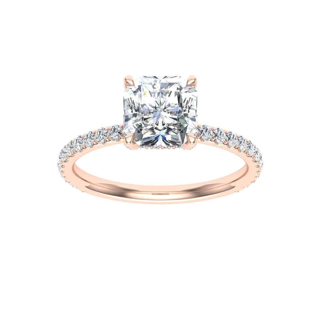 Treasures Asscher Cut Hidden Halo Moissanite Engagement Ring Rose Gold