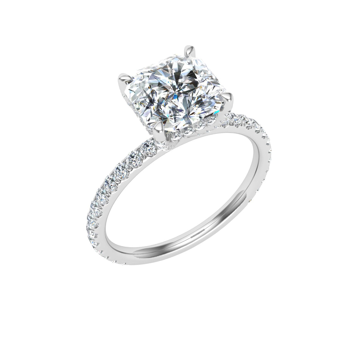 Treasures Asscher Cut Hidden Halo Moissanite Engagement Ring White Gold
