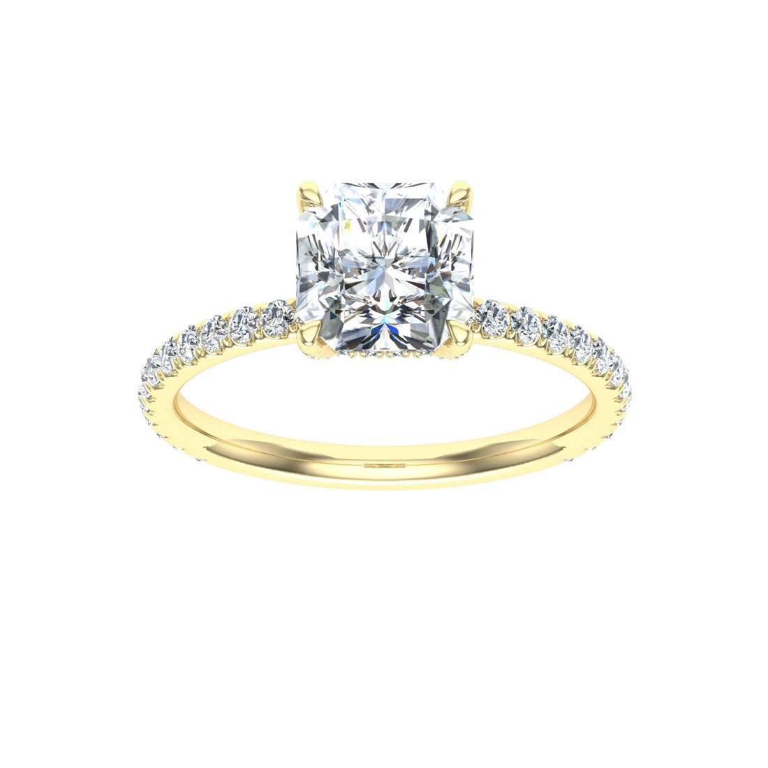 Treasures Asscher Cut Hidden Halo Moissanite Engagement Ring Yellow Gold