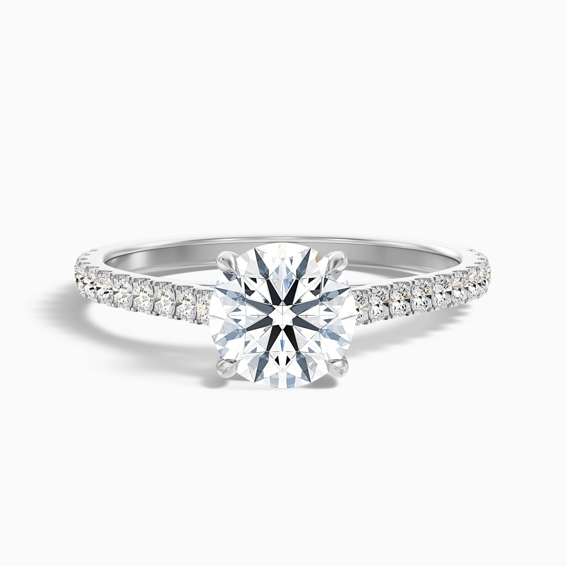 Truefire Round Side Stone Pave Lab Grown Engagement Ring