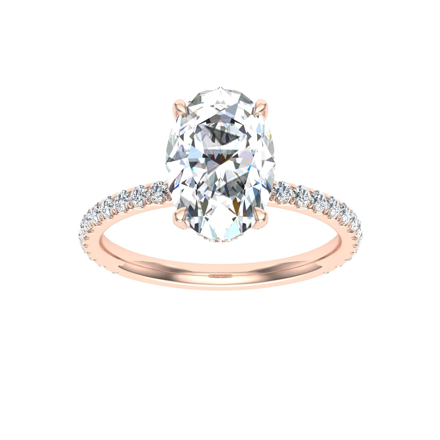 Twilight Oval Cut Hidden Halo Moissanite Engagement Ring Rose Gold
