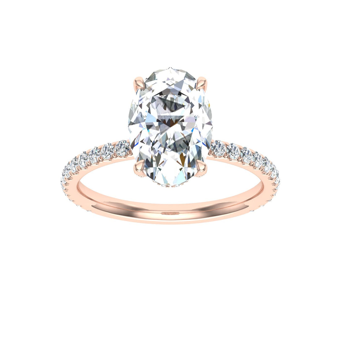 Twilight Oval Cut Hidden Halo Moissanite Engagement Ring Rose Gold