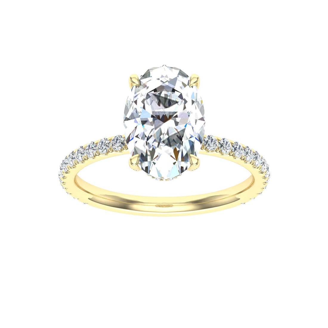 Twilight Oval Cut Hidden Halo Moissanite Engagement Ring Yellow Gold