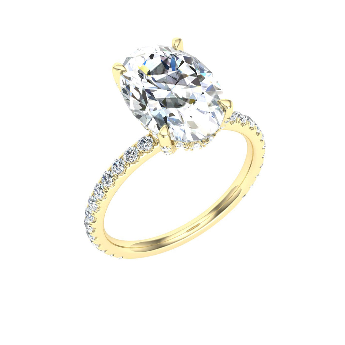 Twilight Oval Cut Hidden Halo Moissanite Engagement Ring Yellow Gold